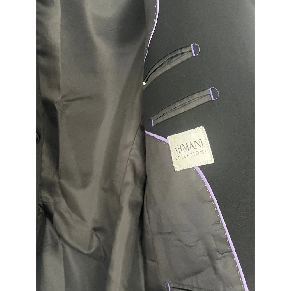 Armani Collezioni Black 100% Lane Wool Blazer Jacket Mens Size 40R‎
